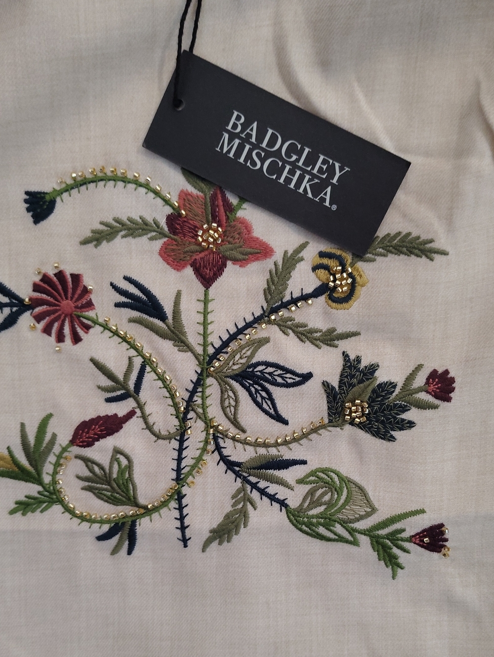 Badgley Mischka Embroidered Linen Boho Cottagecore Tank M - Picture 7 of 14